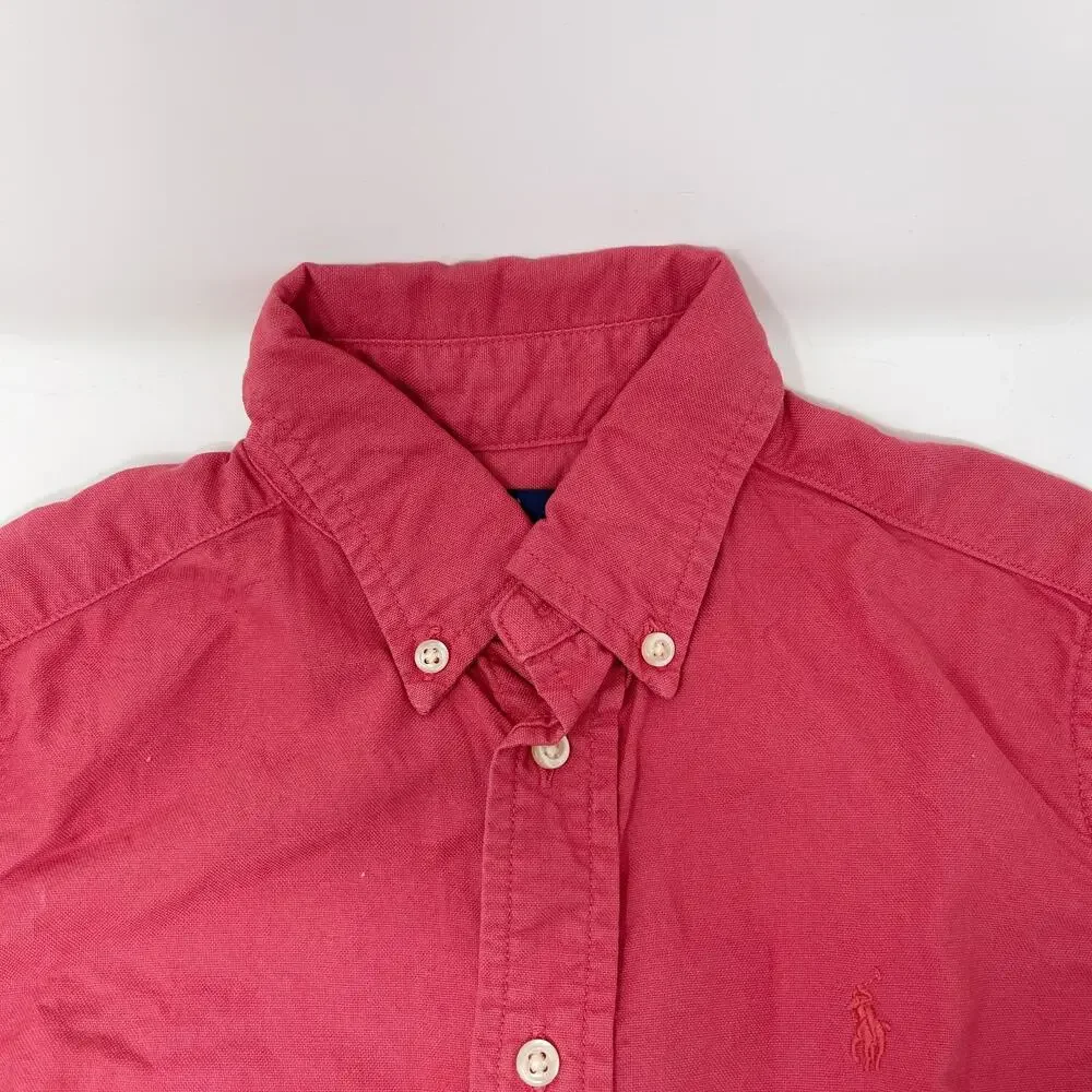 Ralph Lauren Boys Bundle of 2 Size 5 Button Down Shirts Blue White Striped Pink